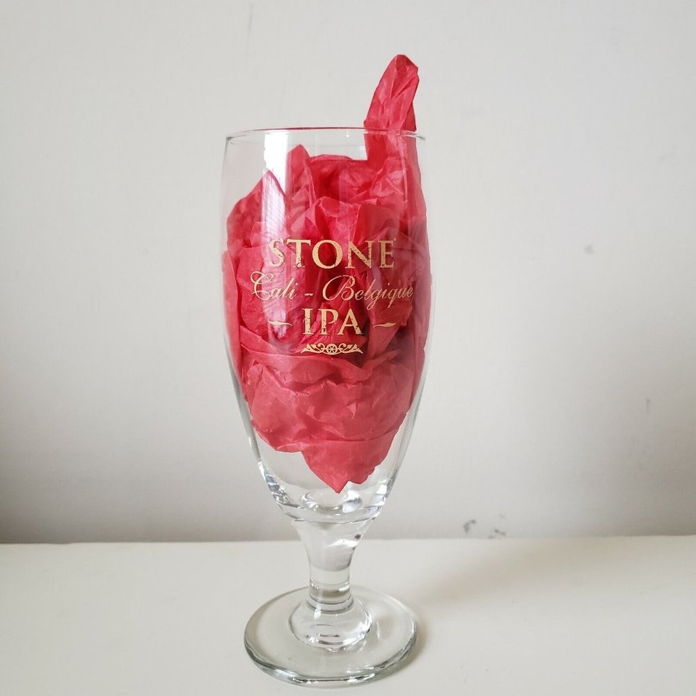 Stone Cali-Belgique IPA Brewing Brewery Craft Beer Glass Gargoyle Used Fading